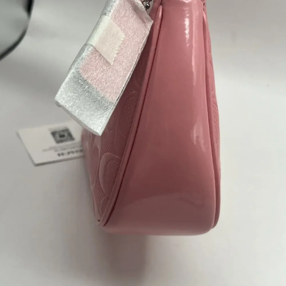 Coach Teri Mini Crossbody Bag Signature Patent Leather Heart Charm CCZ29 pink